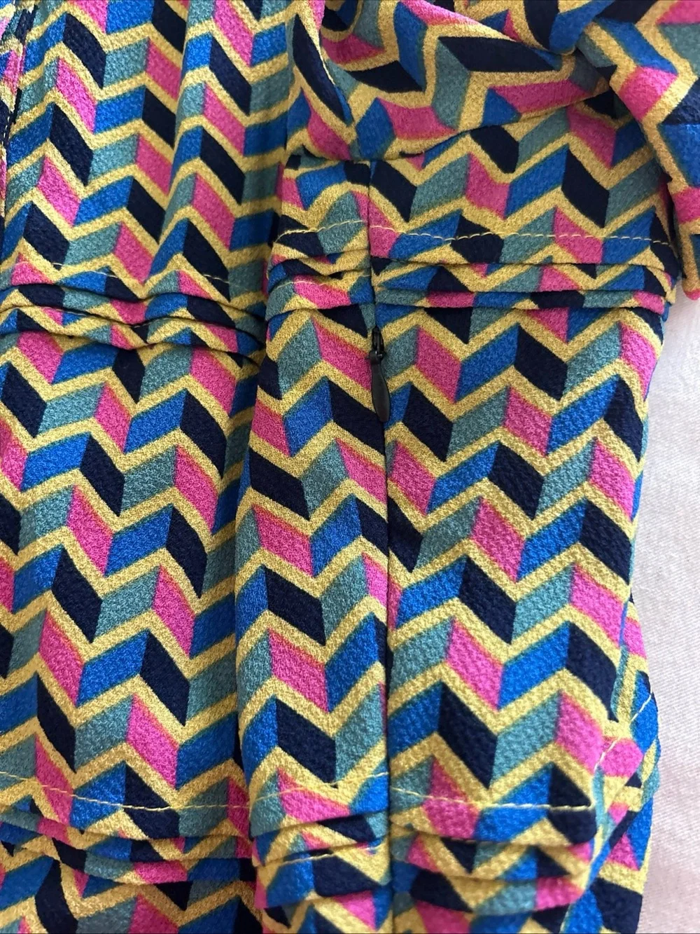 Fever London Heritage Dress Sz 14 Multicolor Button Front Peter Pan Collar Retro